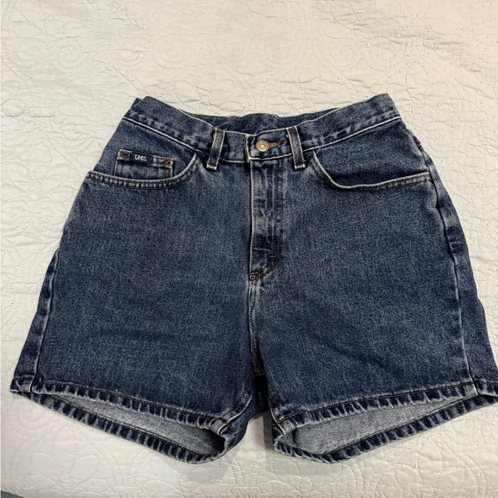 Lee Women's Dark Blue High Rise Denim Shorts